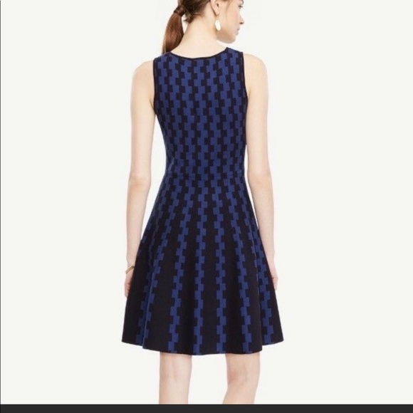 Ann Taylor geo jacquard fit and flare dress - Picture 2 of 7
